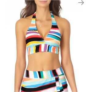 Anne Cole Women’s Marilyn -SZ M- Multicolor Halter Bikini Swim Top